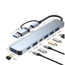 מפצל 7 יציאות למחשב עם חיבור טייפ סי או USB
